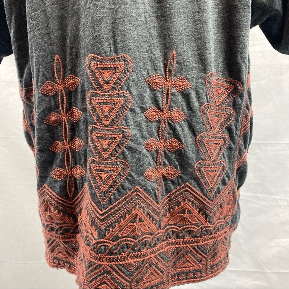 Johnny Was Women Shirt Embroidered Boho Aztec Southwestern Oversized XS Gray Red - Picture 5 of 8